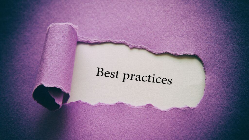 A piece of paper that says Best Practices